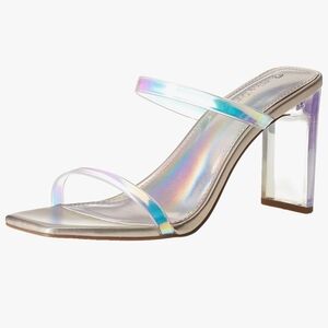 New Fun Iridescent Strappy Block Heels